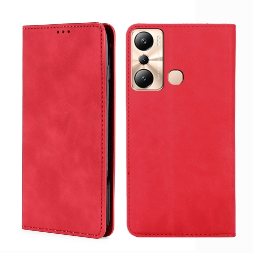 

For Infinix Hot 20i Skin Feel Magnetic Horizontal Flip Leather Phone Case(Red)