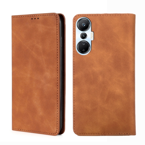 

For Infinix Hot 20S Skin Feel Magnetic Horizontal Flip Leather Phone Case(Light Brown)