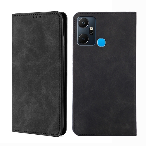 

For Infinix Smart 6 Plus Skin Feel Magnetic Horizontal Flip Leather Phone Case(Black)