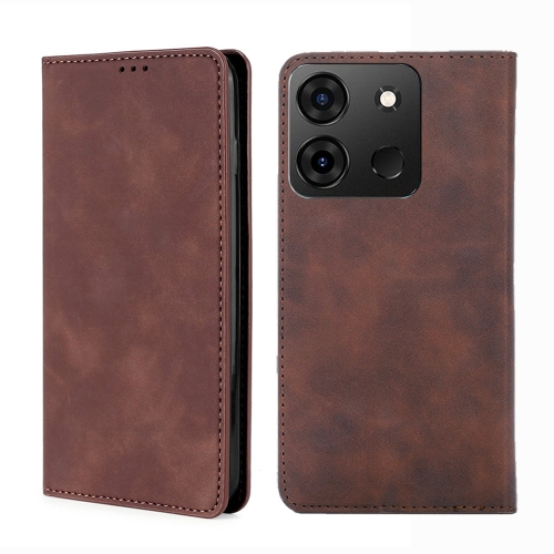 

For Infinix Smart 7 Skin Feel Magnetic Horizontal Flip Leather Phone Case(Dark Brown)