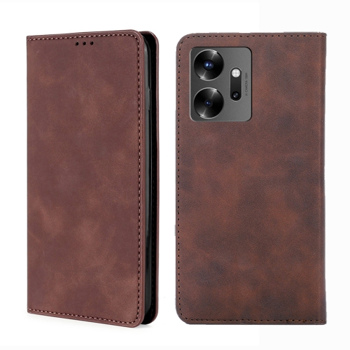 

For Infinix Zero 20 Skin Feel Magnetic Horizontal Flip Leather Phone Case(Dark Brown)