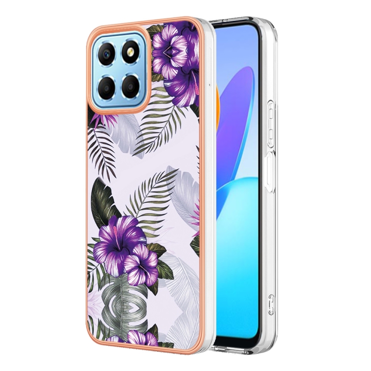 

For Honor X8 5G Electroplating IMD TPU Phone Case(Purple Flower)