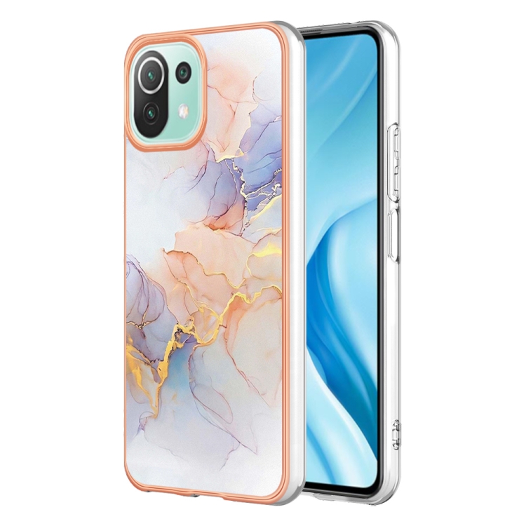 

For Xiaomi 11 Lite Electroplating IMD TPU Phone Case(White Marble)