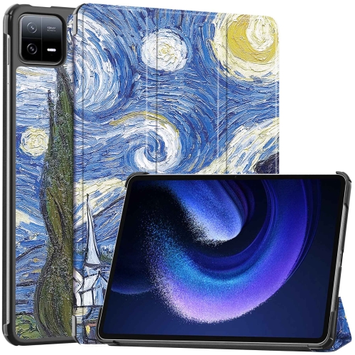 

For Xiaomi Pad 6 / 6 Pro Custer Painted 3-Fold Stand Leather Smart Tablet Case(Starry Sky)