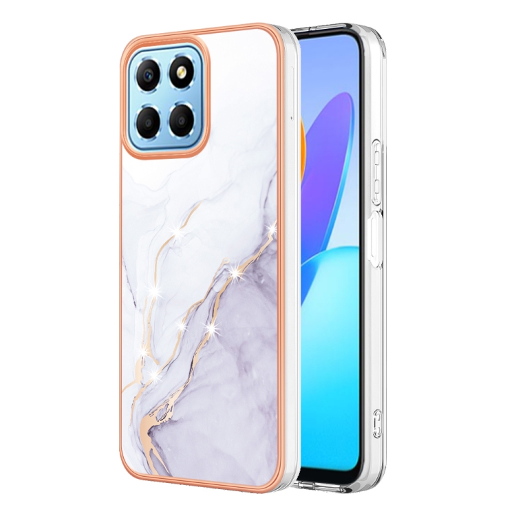 

For Honor X8 5G Electroplating Marble Dual-side IMD Phone Case(White 006)