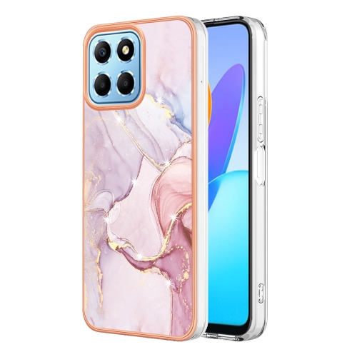 

For Honor X8 5G Electroplating Marble Dual-side IMD Phone Case(Rose Gold 005)