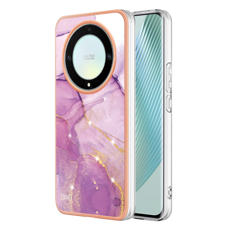 

For Honor X9a / Magic5 Lite Electroplating Marble Dual-side IMD Phone Case(Purple 001)