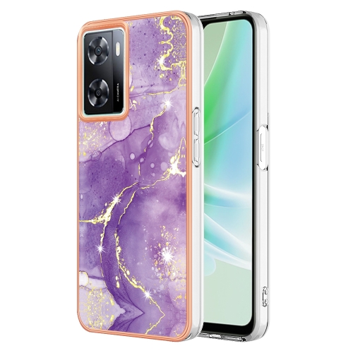 

For OnePlus Nord N300 / OPPO A57 4G 2022 / Realme Narzo 50 5G Global / OPPO K10 5G Global Electroplating Marble Dual-side IMD Phone Case(Purple 002)