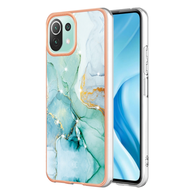 

For Xiaomi 11 Lite Electroplating Marble Dual-side IMD Phone Case(Green 003)