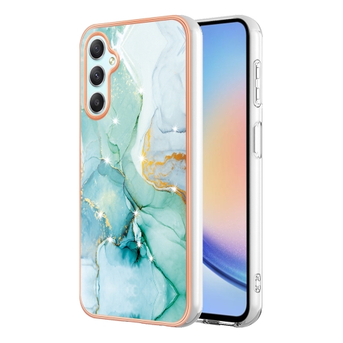 

For Samsung Galaxy A24 Electroplating Marble Dual-side IMD Phone Case(Green 003)