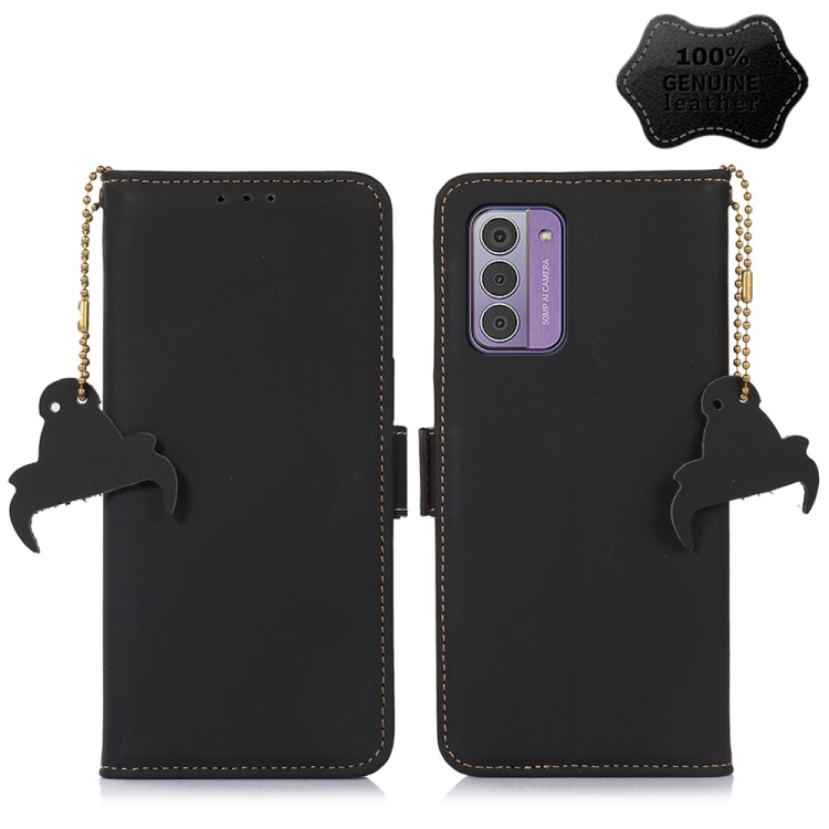 

For Nokia G42 Genuine Leather Magnetic RFID Leather Phone Case(Black)