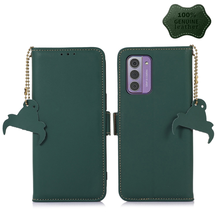

For Nokia G42 Genuine Leather Magnetic RFID Leather Phone Case(Green)