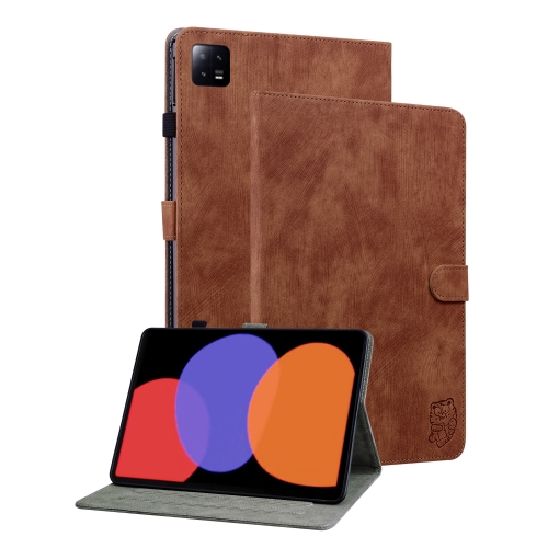 

For Xiaomi Pad 6 / Pad 6 Pro Tiger Pattern Flip Leather Tablet Case(Brown)