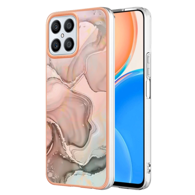 

For Honor X8 4G Electroplating Marble Dual-side IMD Phone Case(Rose Gold 015)