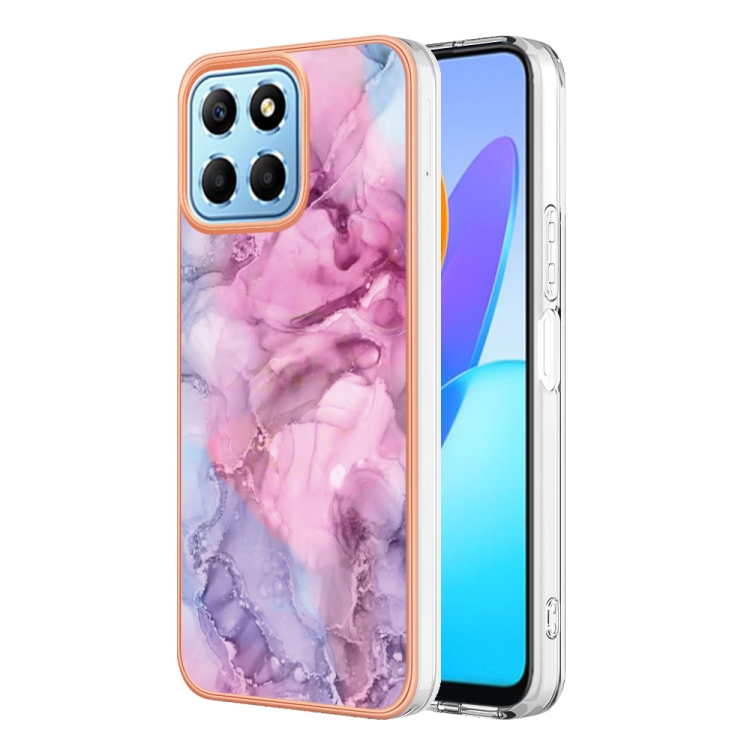 

For Honor X8 5G Electroplating Marble Dual-side IMD Phone Case(Pink 013)