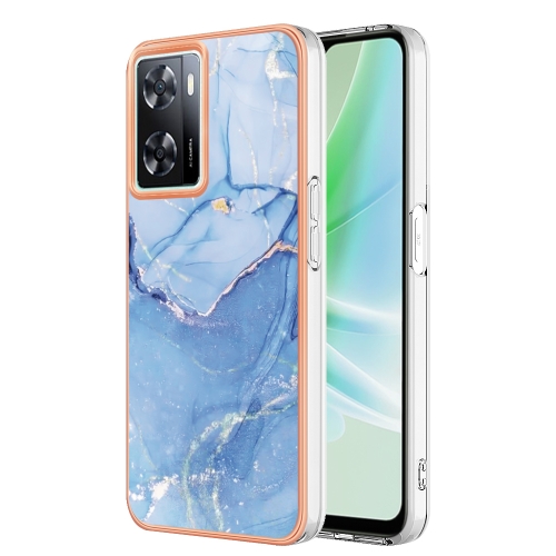 

For OnePlus Nord N300 / OPPO A57 4G 2022 / Realme Narzo 50 5G Global / OPPO K10 5G Global Electroplating Marble Dual-side IMD Phone Case(Blue 018)