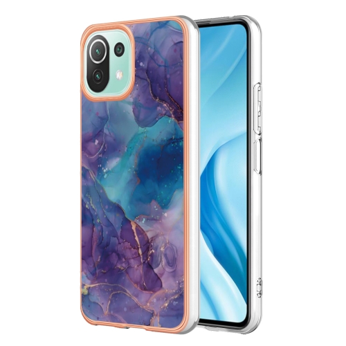 

For Xiaomi 11 Lite Electroplating Marble Dual-side IMD Phone Case(Purple 016)