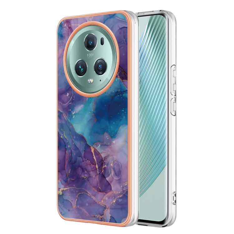

For Honor Magic5 Pro Electroplating Marble Dual-side IMD Phone Case(Purple 016)