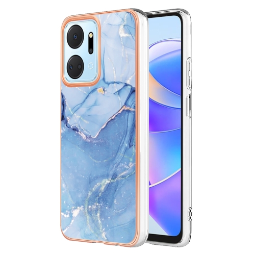 

For Honor X7a Electroplating Marble Dual-side IMD Phone Case(Blue 018)