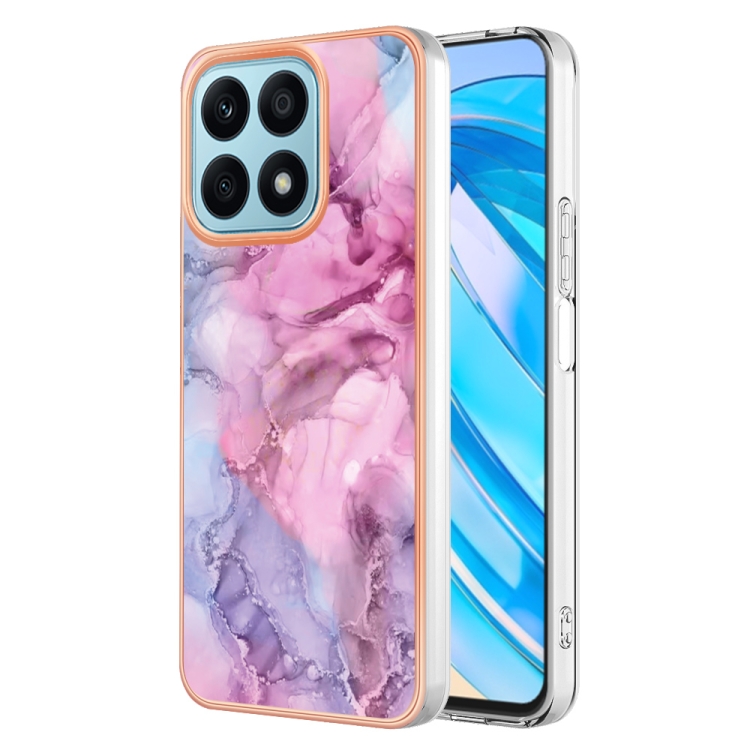 

For Honor X8a Electroplating Marble Dual-side IMD Phone Case(Pink 013)