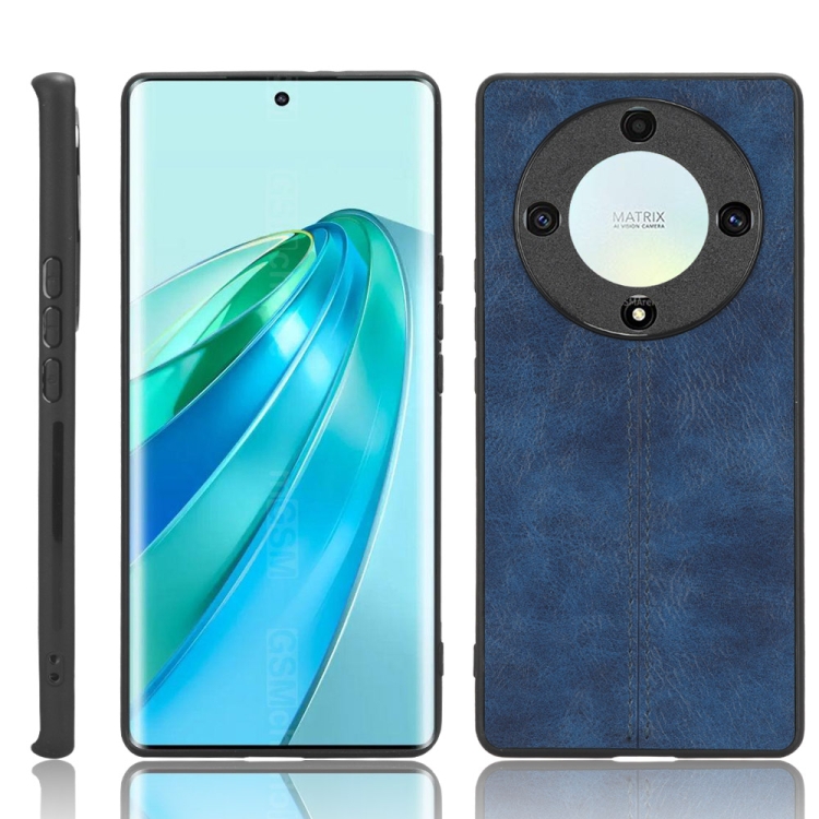 

For Honor X9a 5G / Magic5 Lite 5G Sewing Cow Pattern Skin PC + PU + TPU Phone Case(Blue)