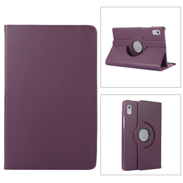 

For Lenovo Tab M9 360 Degree Rotation Litchi Texture Tablet Leather Case with Holder(Purple)