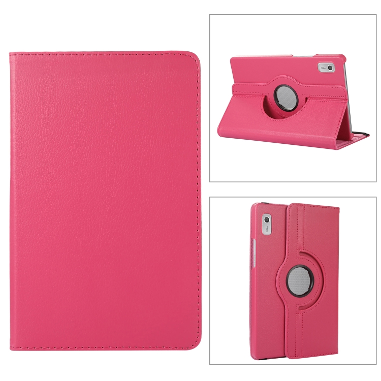 

For Lenovo Tab M9 360 Degree Rotation Litchi Texture Tablet Leather Case with Holder(Rose Red)