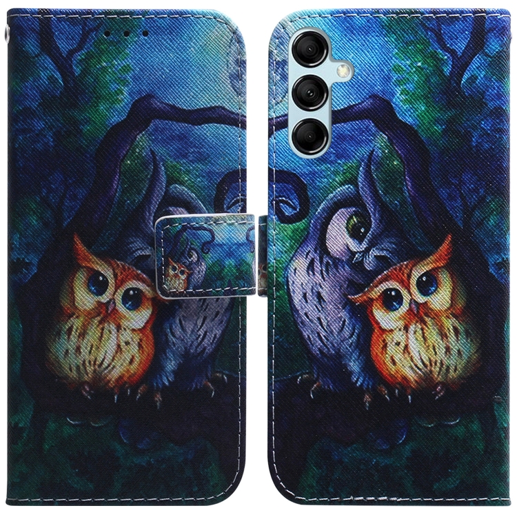 

For Samsung Galaxy M14 Coloured Drawing Flip Leather Phone Case(Oil Painting Owl)