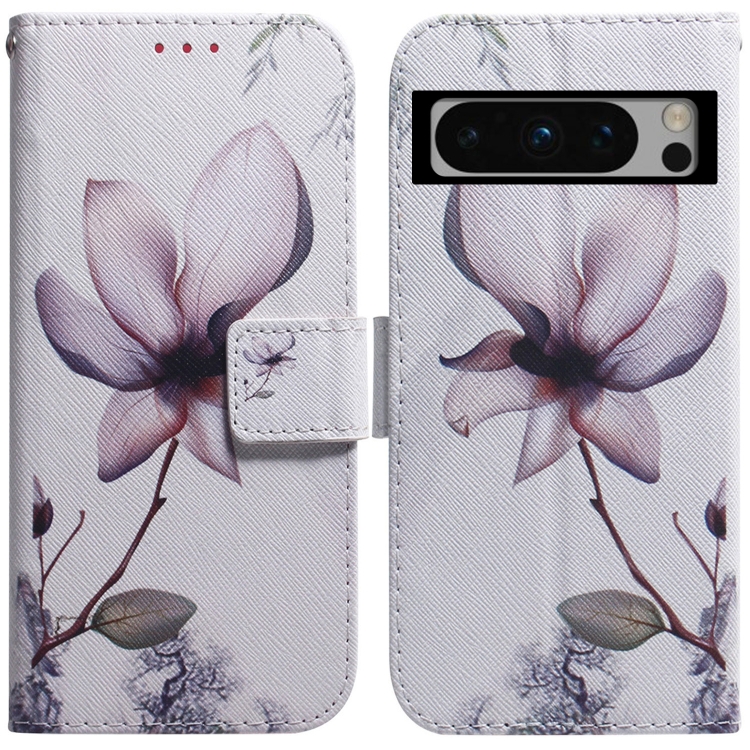 

For Google Pixel 8 Pro Coloured Drawing Flip Leather Phone Case(Magnolia)