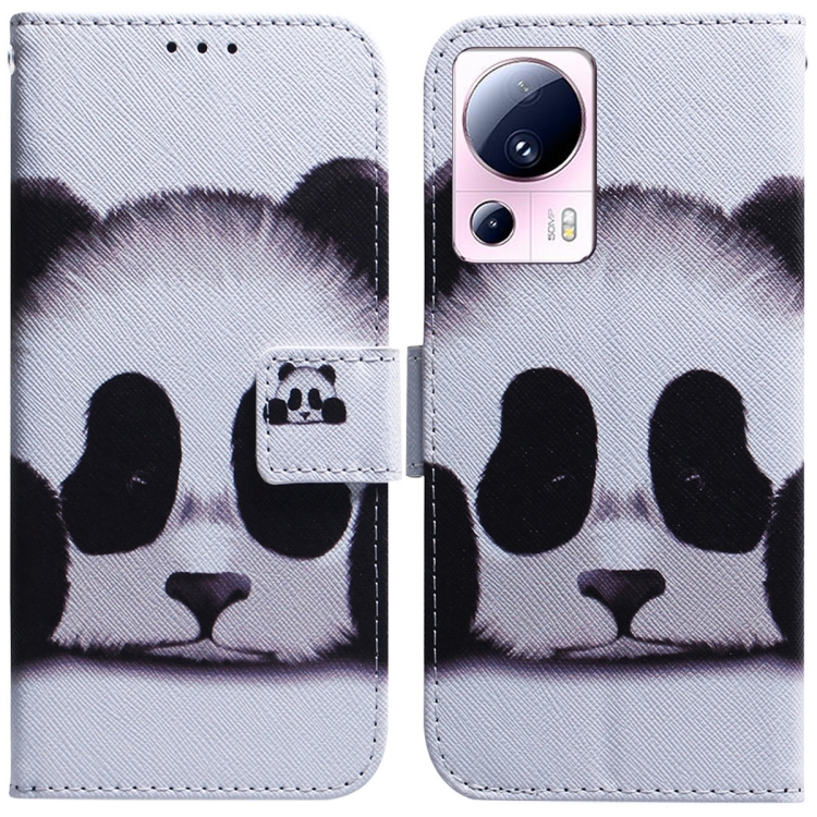 

For Xiaomi 13 Lite / Civi 2 Coloured Drawing Flip Leather Phone Case(Panda)