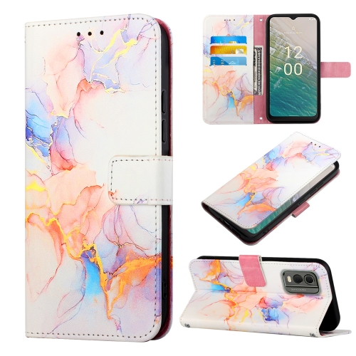 

For Nokia C32 TA-1534 PT003 Marble Pattern Flip Leather Phone Case(LS004)