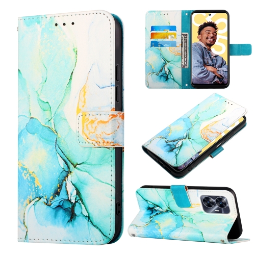 

For Realme C55 PT003 Marble Pattern Flip Leather Phone Case(LS003)