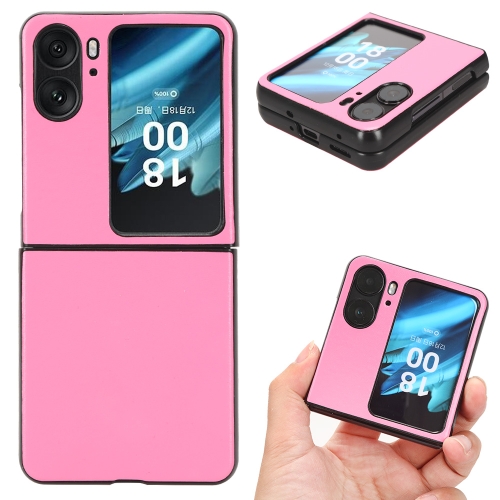 

For OPPO Find N2 Flip Plain Skin Litchi Texture Phone Case(Pink)