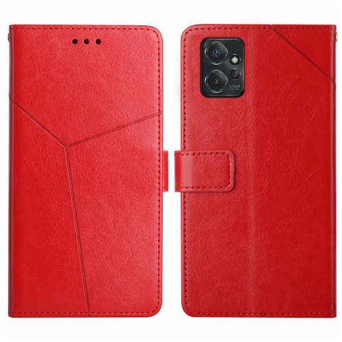 

For Motorola Moto G Power 2023 HT01 Y-shaped Pattern Flip Leather Phone Case(Red)