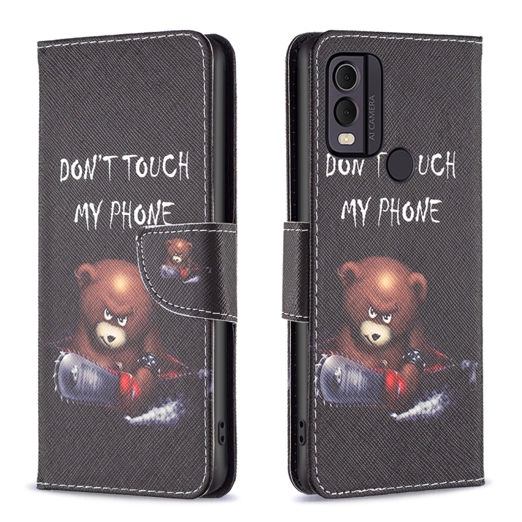

For Nokia C22 Colored Drawing Pattern Leather Phone Case(Bear)