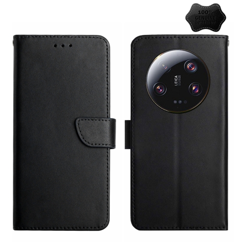 

For Xiaomi 13 Ultra Genuine Leather Fingerprint-proof Horizontal Flip Phone Case(Black)