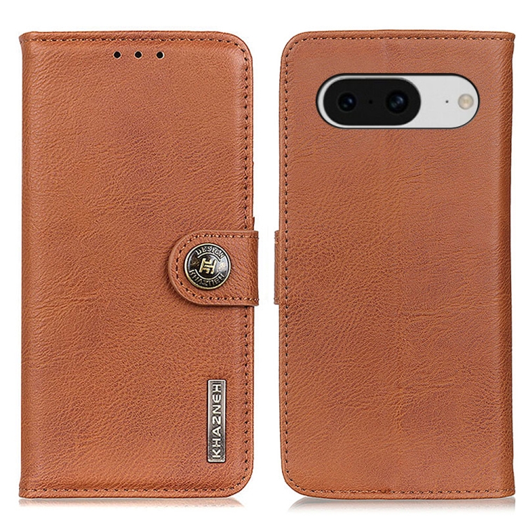 

For Google Pixel 8 KHAZNEH Cowhide Texture Horizontal Flip Leather Phone Case(Brown)