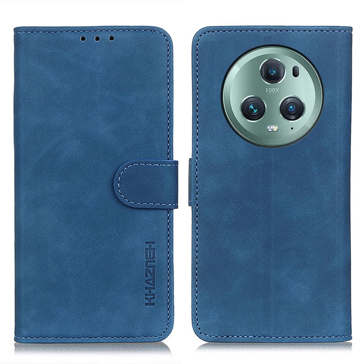 

For Honor Magic5 Pro KHAZNEH Retro Texture Flip Leather Phone Case(Blue)