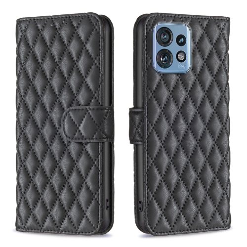 

For Motorola Edge 40 Pro 5G / Moto X40 / X40 Pro Diamond Lattice Wallet Flip Leather Phone Case(Black)