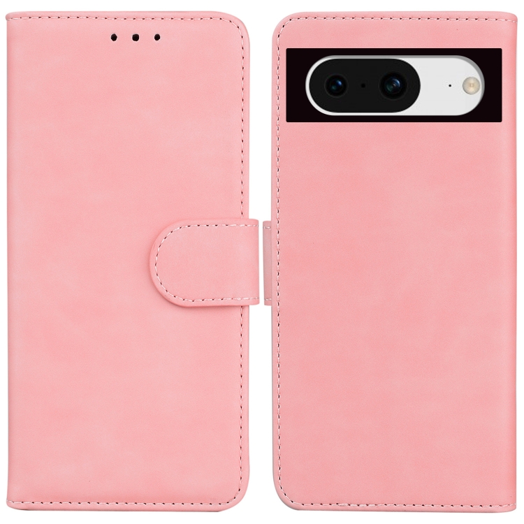 

For Google Pixel 8 Skin Feel Pure Color Flip Leather Phone Case(Pink)