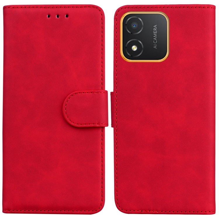 

For Honor X5 Skin Feel Pure Color Flip Leather Phone Case(Red)