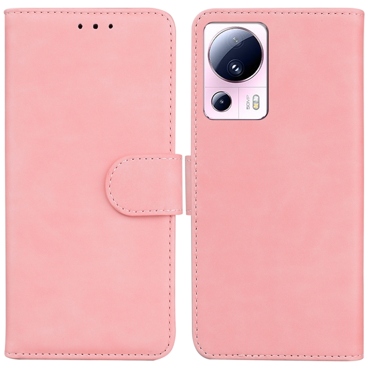 

For Xiaomi 13 Lite / Civi 2 Skin Feel Pure Color Flip Leather Phone Case(Pink)