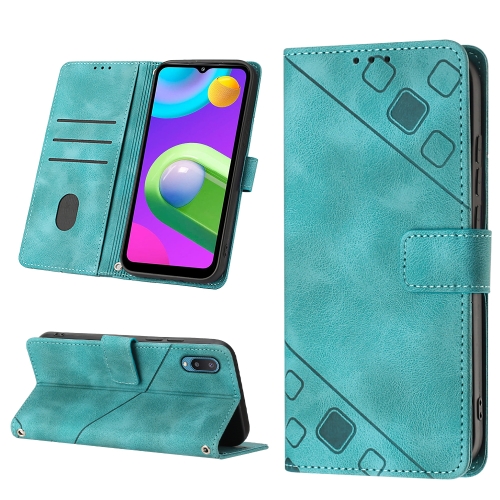 

For Samsung Galaxy A02 / M02 Skin-feel Embossed Leather Phone Case(Green)