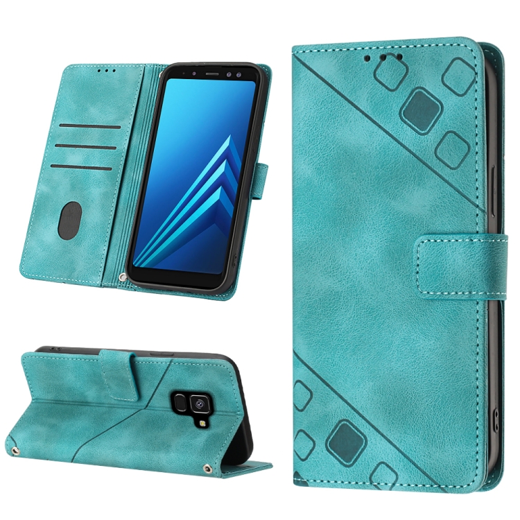 

For Samsung Galaxy A8 / A5 2018 Skin-feel Embossed Leather Phone Case(Green)