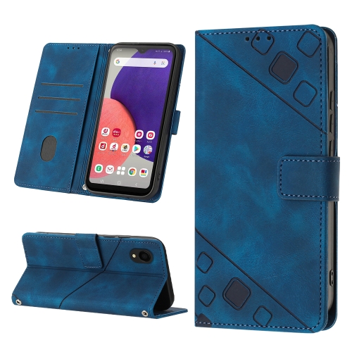 

For Samsung Galaxy A22 5G JP Version Skin-feel Embossed Leather Phone Case(Blue)