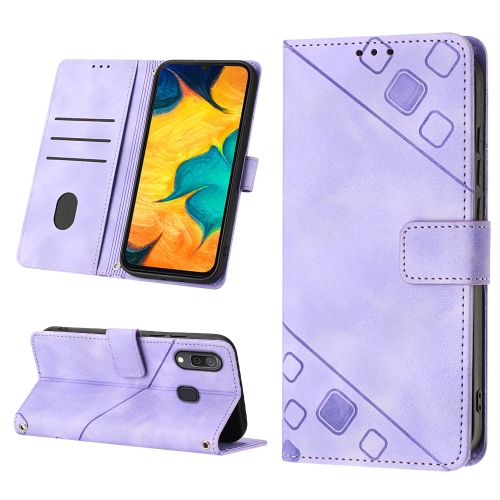 

For Samsung Galaxy A30 / A20 / M10s Skin-feel Embossed Leather Phone Case(Light Purple)