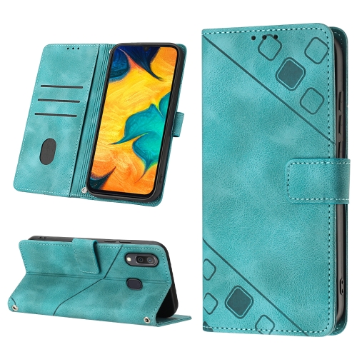 

For Samsung Galaxy A30 / A20 / M10s Skin-feel Embossed Leather Phone Case(Green)