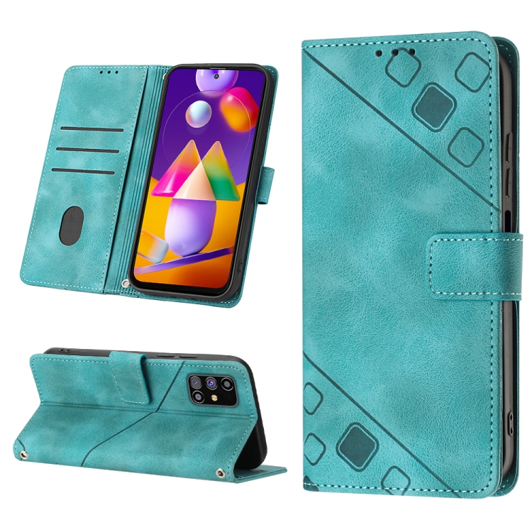 

For Samsung Galaxy M31s Skin-feel Embossed Leather Phone Case(Green)