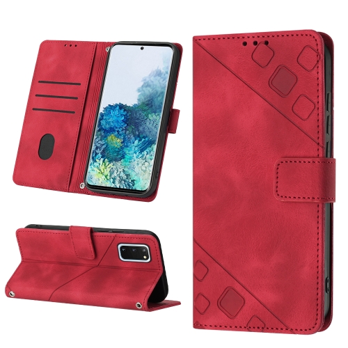 

For Samsung Galaxy S20 Skin-feel Embossed Leather Phone Case(Red)