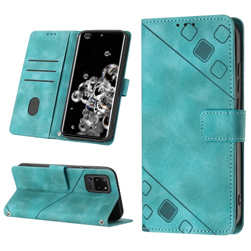 

For Samsung Galaxy S20 Ultra Skin-feel Embossed Leather Phone Case(Green)